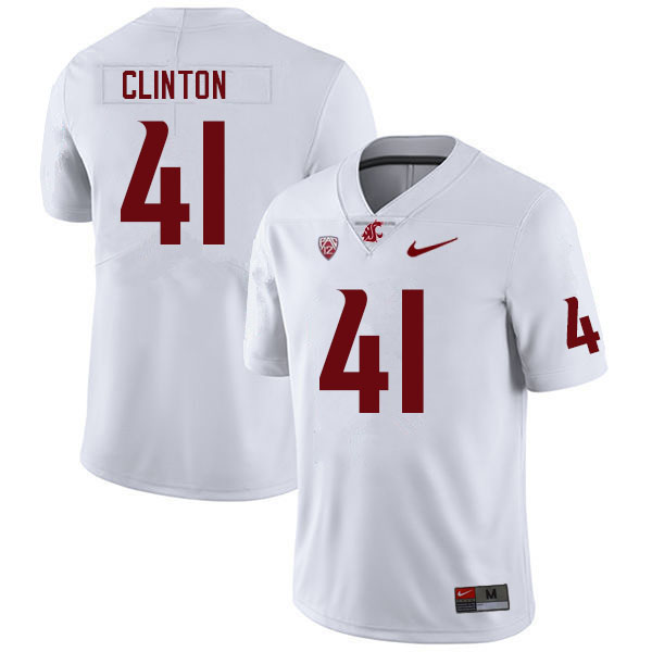 Men #41 Dylan Clinton Washington State Cougars College Football Jerseys Sale-White